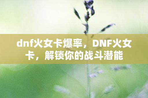 dnf火女卡爆率图片