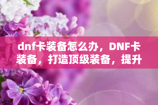 dnf卡装备怎么办图片
