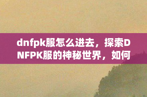 探索DNFPK服的神秘世界图片