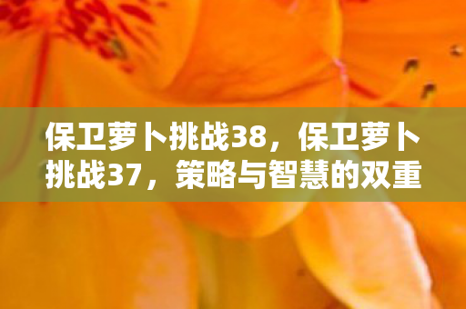 保卫萝卜挑战38，保卫萝卜挑战37，策略与智慧的双重考验