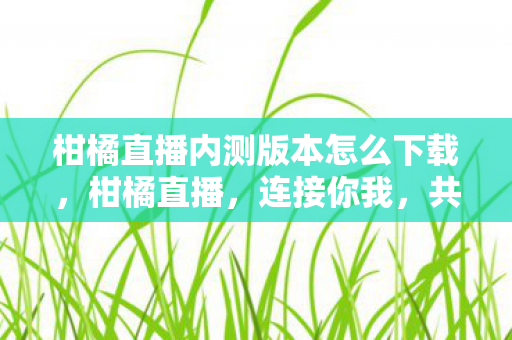 柑橘直播内测版本怎么下载图片