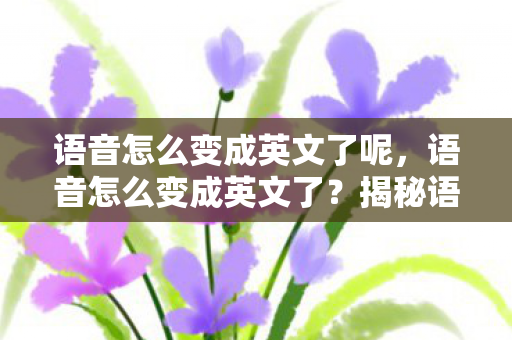 揭秘语音转译技术的奥秘图片