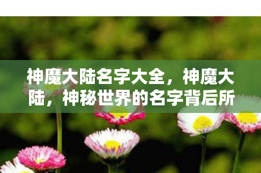 神魔大陆名字大全，神魔大陆，神秘世界的名字背后所隐藏的故事