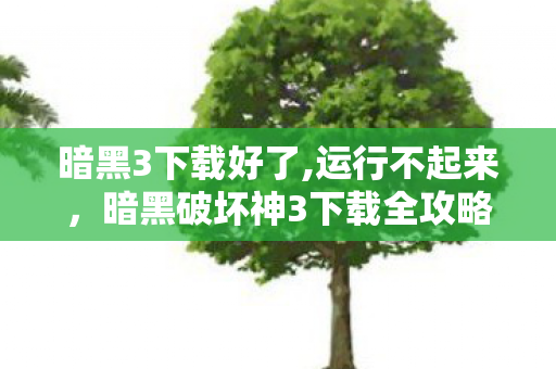 暗黑3下载好了,运行不起来，暗黑破坏神3下载全攻略，轻松获取游戏，开启你的冒险之旅！