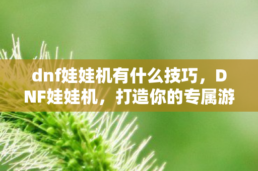 dnf娃娃机有什么技巧图片