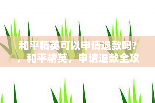 和平精英可以申请退款吗?，和平精英，申请退款全攻略