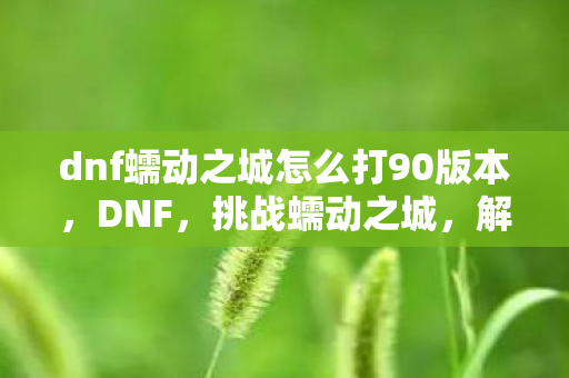 dnf蠕动之城怎么打90版本图片