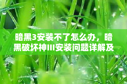 暗黑3安装不了怎么办，暗黑破坏神III安装问题详解及解决方案