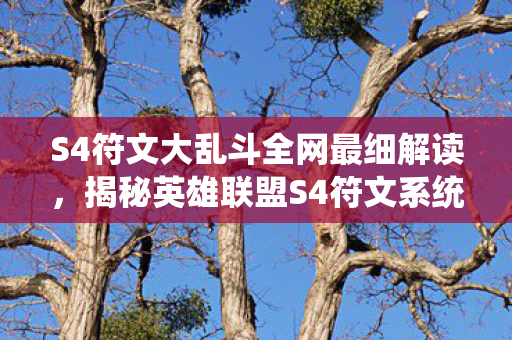 S4符文大乱斗全网最细解读，揭秘英雄联盟S4符文系统，打造个性化英雄战力的关键