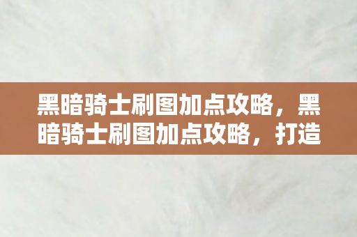 黑暗骑士刷图加点攻略图片