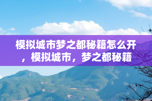 模拟城市梦之都秘籍怎么开图片