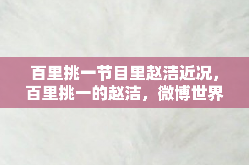 百里挑一节目里赵洁近况，百里挑一的赵洁，微博世界的独特魅力与风采