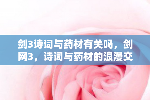 剑3诗词与药材有关吗图片
