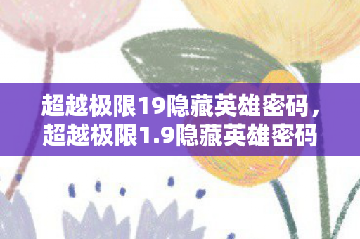 超越极限19隐藏英雄密码图片