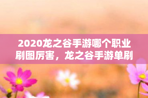 2020龙之谷手游哪个职业刷图厉害，龙之谷手游单刷职业全解析，哪个职业最适合你？