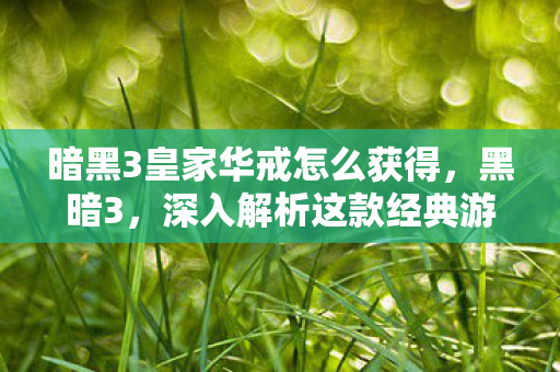 暗黑3皇家华戒怎么获得，黑暗3，深入解析这款经典游戏的魅力所在