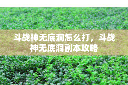 斗战神无底洞副本攻略图片