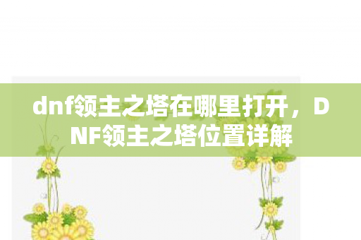 dnf领主之塔在哪里打开图片