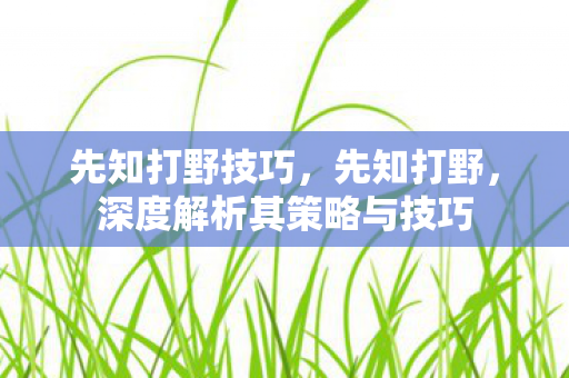 先知打野技巧，先知打野，深度解析其策略与技巧