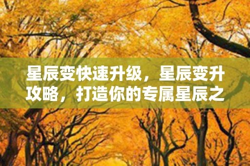 星辰变快速升级，星辰变升攻略，打造你的专属星辰之路