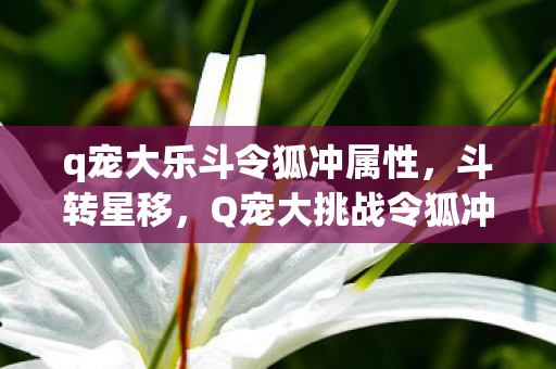 q宠大乐斗令狐冲属性，斗转星移，Q宠大挑战令狐冲