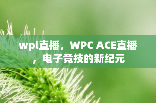wpl直播，WPC ACE直播，电子竞技的新纪元