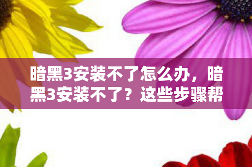 暗黑3安装不了怎么办图片