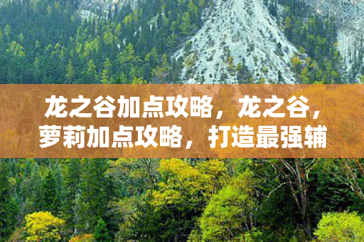 龙之谷加点攻略，龙之谷，萝莉加点攻略，打造最强辅助输出角色！