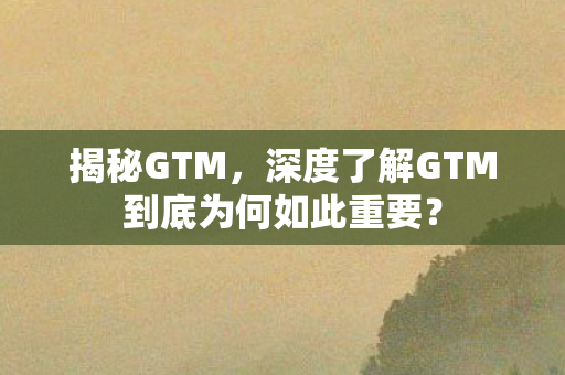 揭秘GTM，深度了解GTM到底为何如此重要？