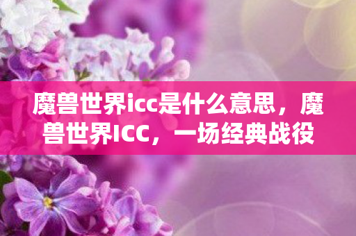 魔兽世界icc是什么意思，魔兽世界ICC，一场经典战役的回顾与解析