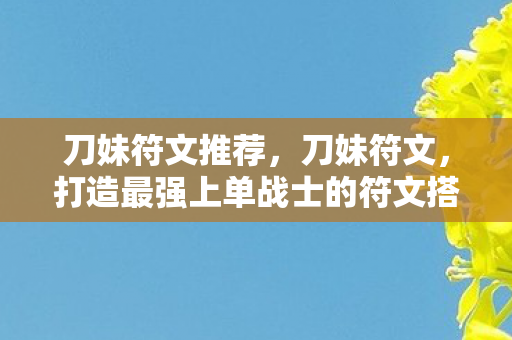 打造最强上单战士的符文搭配指南图片