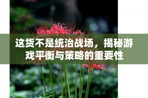 揭秘游戏平衡与策略的重要性图片