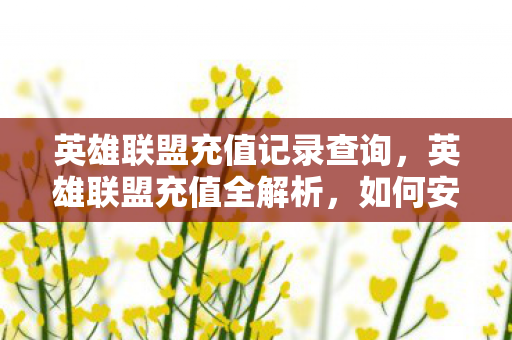 英雄联盟充值记录查询，英雄联盟充值全解析，如何安全、高效地进行游戏充值？
