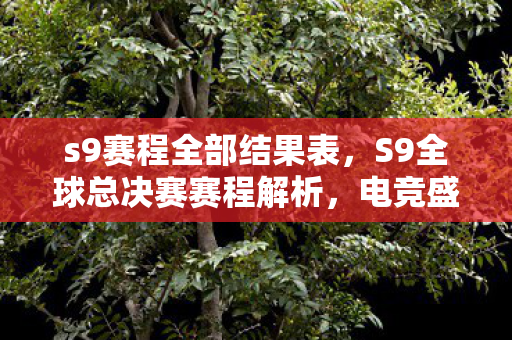 S9全球总决赛赛程解析图片