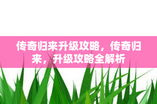 传奇归来升级攻略图片