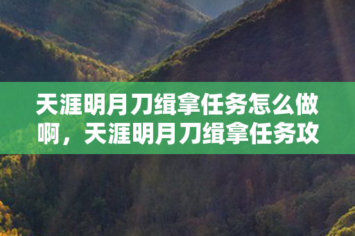 天涯明月刀缉拿任务怎么做啊，天涯明月刀缉拿任务攻略，一步步教你如何做缉拿任务