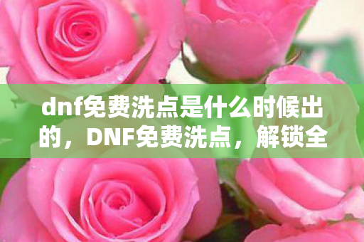 dnf免费洗点是什么时候出的图片