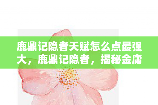鹿鼎记隐者天赋怎么点最强大，鹿鼎记隐者，揭秘金庸武侠世界中的神秘人物