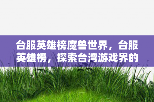 台服英雄榜魔兽世界，台服英雄榜，探索台湾游戏界的璀璨之星