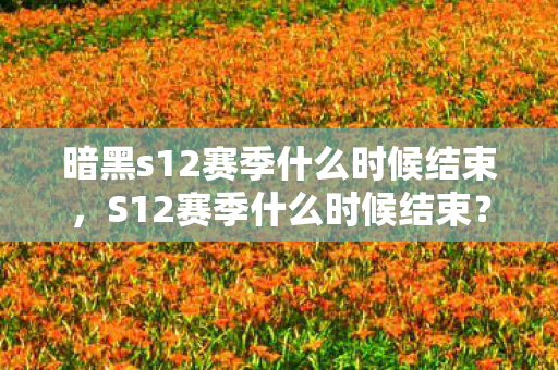 暗黑s12赛季什么时候结束图片