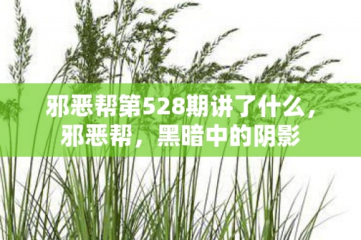 邪恶帮第528期讲了什么图片