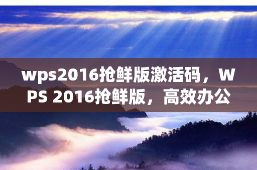 wps2016抢鲜版激活码图片