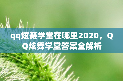qq炫舞学堂在哪里2020，QQ炫舞学堂答案全解析