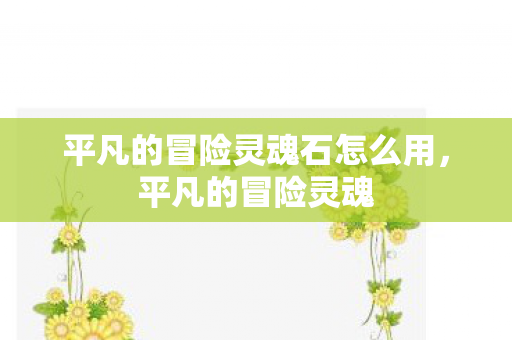 平凡的冒险灵魂石怎么用图片