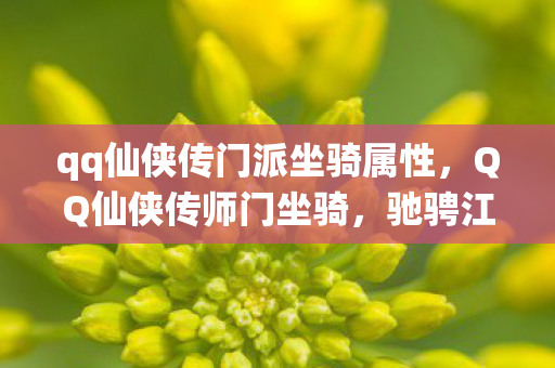 qq仙侠传门派坐骑属性，QQ仙侠传师门坐骑，驰骋江湖的必备神器