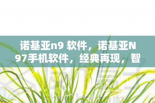 诺基亚n9 软件，诺基亚N97手机软件，经典再现，智能新体验