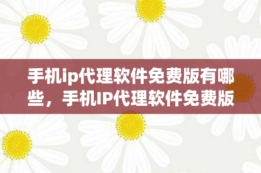 手机ip代理软件免费版有哪些，手机IP代理软件免费版，解锁网络限制，保护隐私的利器
