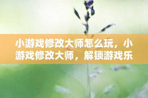 小游戏修改大师怎么玩图片