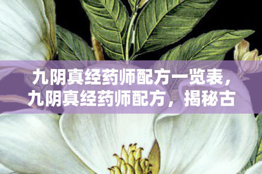 九阴真经药师配方一览表图片