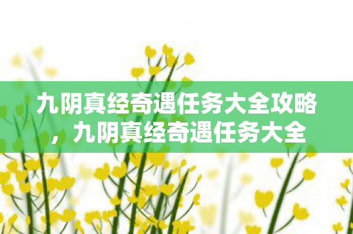 九阴真经奇遇任务大全攻略图片